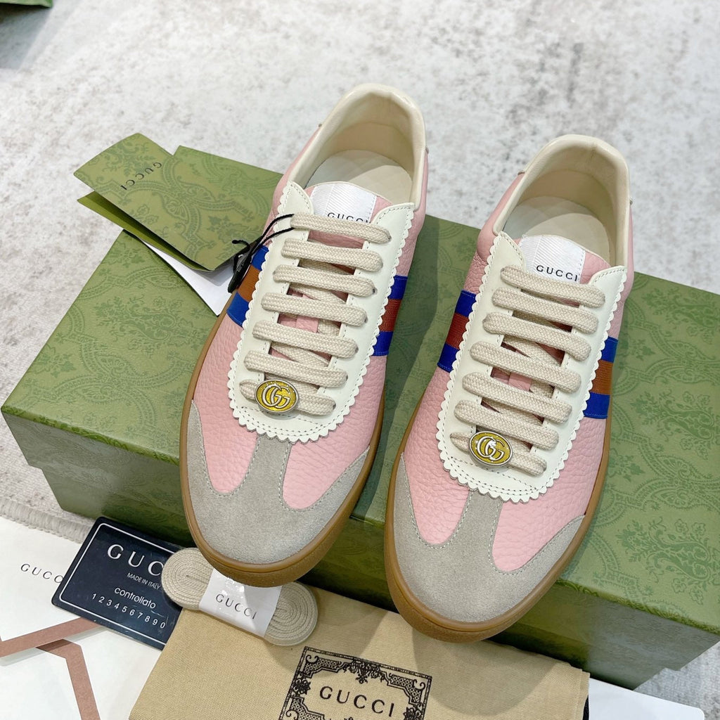 GG Men's Web Sneaker Pink Cowhide Suede 853920