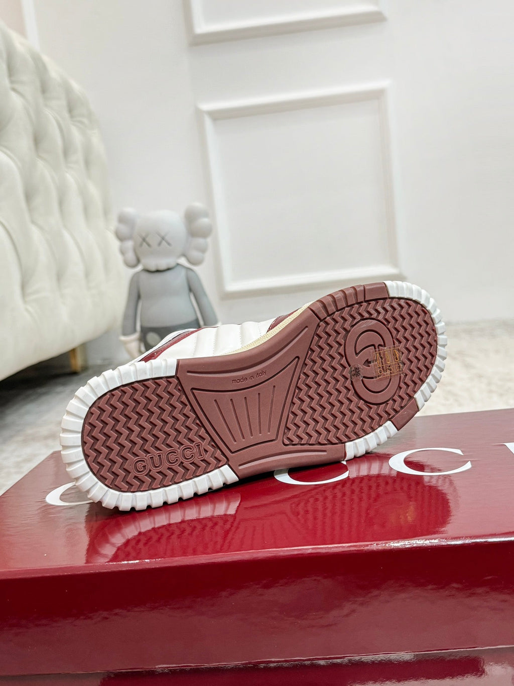 GG Men's Re-Web Sneaker White Red Calfskin 534248