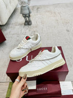 GG Men's Re-Web Sneaker White Calfskin 534252