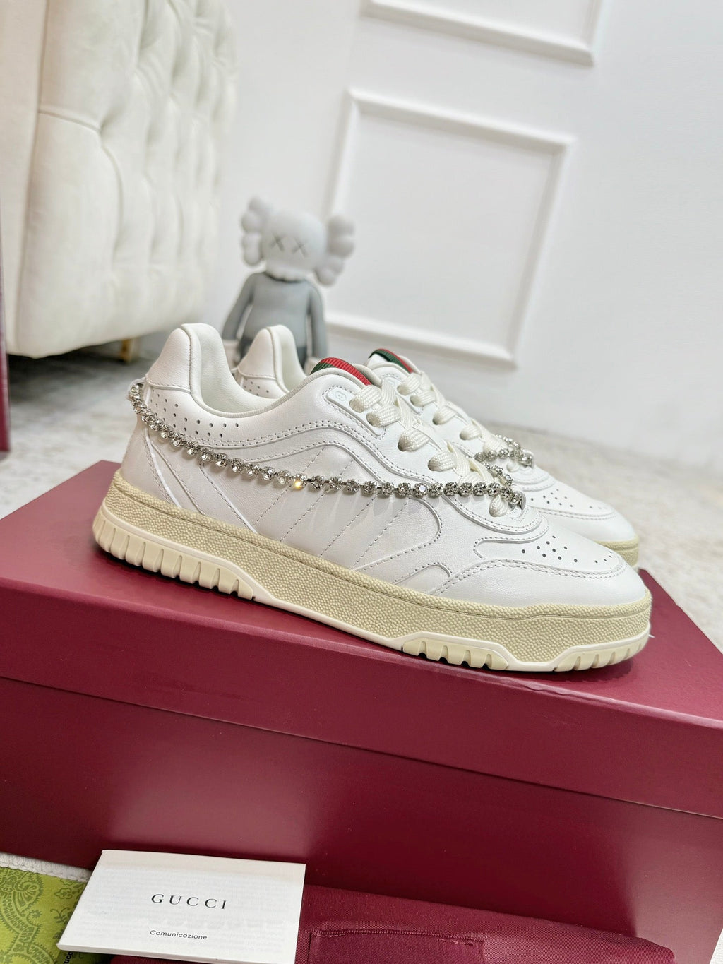 GG Men's Re-Web Sneaker White Calfskin 534252