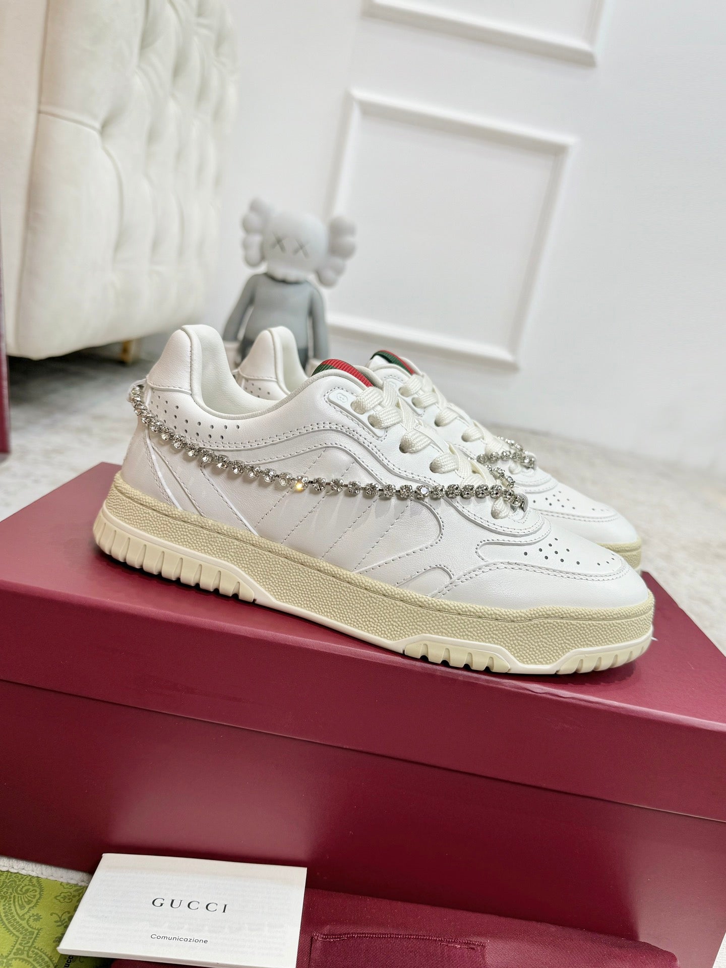 GG Men's Re-Web Sneaker White Calfskin 534252