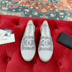 cc espadrilles grey fabric white sequin