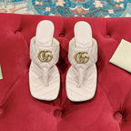 HIGH THONG MULE 55MM IN BEIGE CREAM CALFSKIN WITH GOLD HARDWARE
