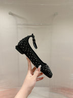 Viv 25 Mary Jane Flats Black Fabric Rhinestone 247125