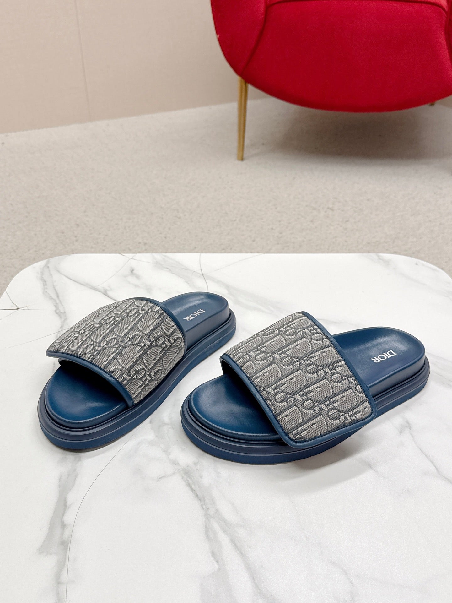 CD Aqua Sandals Blue Grey Oblique Jacquard Frabic 476663