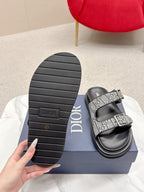 CD Aqua Sandals with Straps Grey Black Oblique Jacquard Frabic 476659