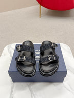 CD Aqua Sandals with Straps Blue Black Oblique Jacquard Frabic 476660