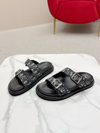 CD Aqua Sandals with Straps Beige Black Oblique Jacquard Frabic 476661
