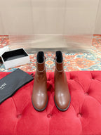 Celine Garance Triomphe Strap Boot 60mm Brown Calfskin