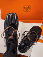 HM Jolly Ballet Flat In Black Lambskin 100081