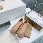 CL x Maison Margiela Ballerina Flats Beige Mesh Sliver Leather 639691