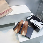 CC Fall 2026 Square Toe High-Heeled Sandals 7cm Beige Brown Sheepskin