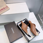 CC Fall 2026 Square Toe High-Heeled Sandals 7cm Beige Brown Sheepskin