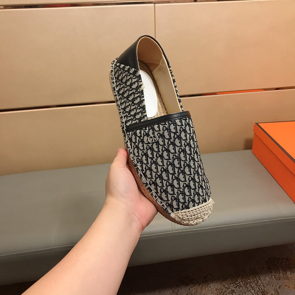 CD PARADISE ESPADRILLE LOAFER BLACK AND BEIGE JACQUARD