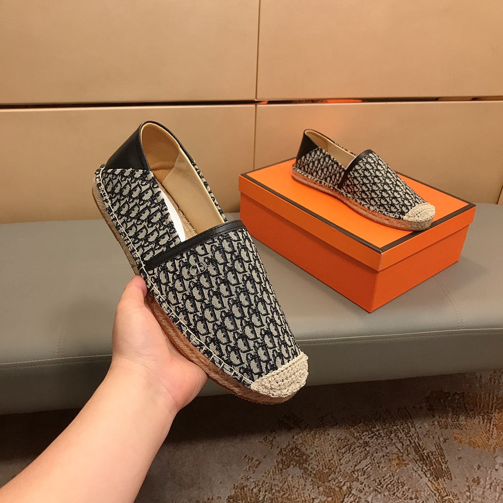 CD PARADISE ESPADRILLE LOAFER BLACK AND BEIGE JACQUARD