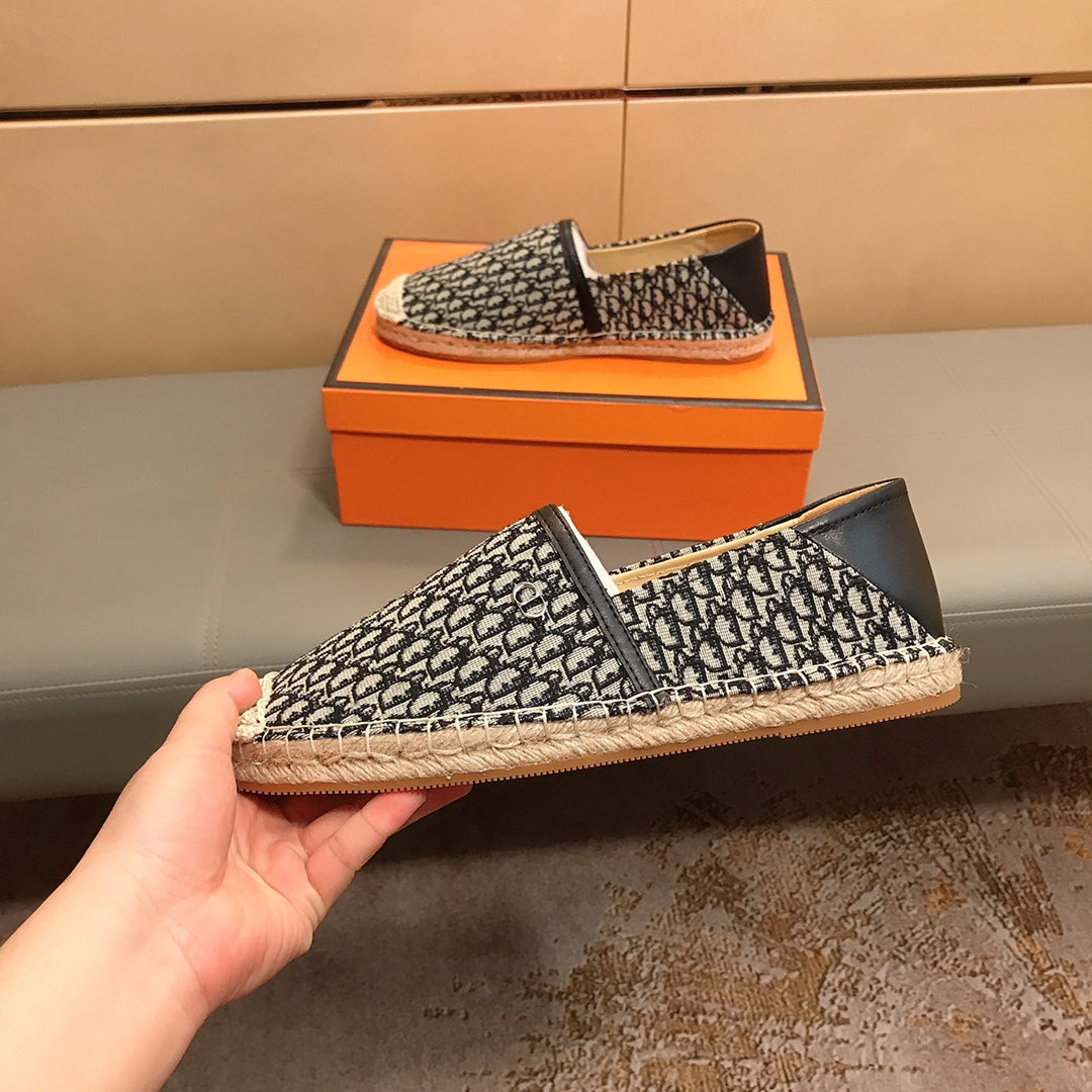 CD PARADISE ESPADRILLE LOAFER BLACK AND BEIGE JACQUARD
