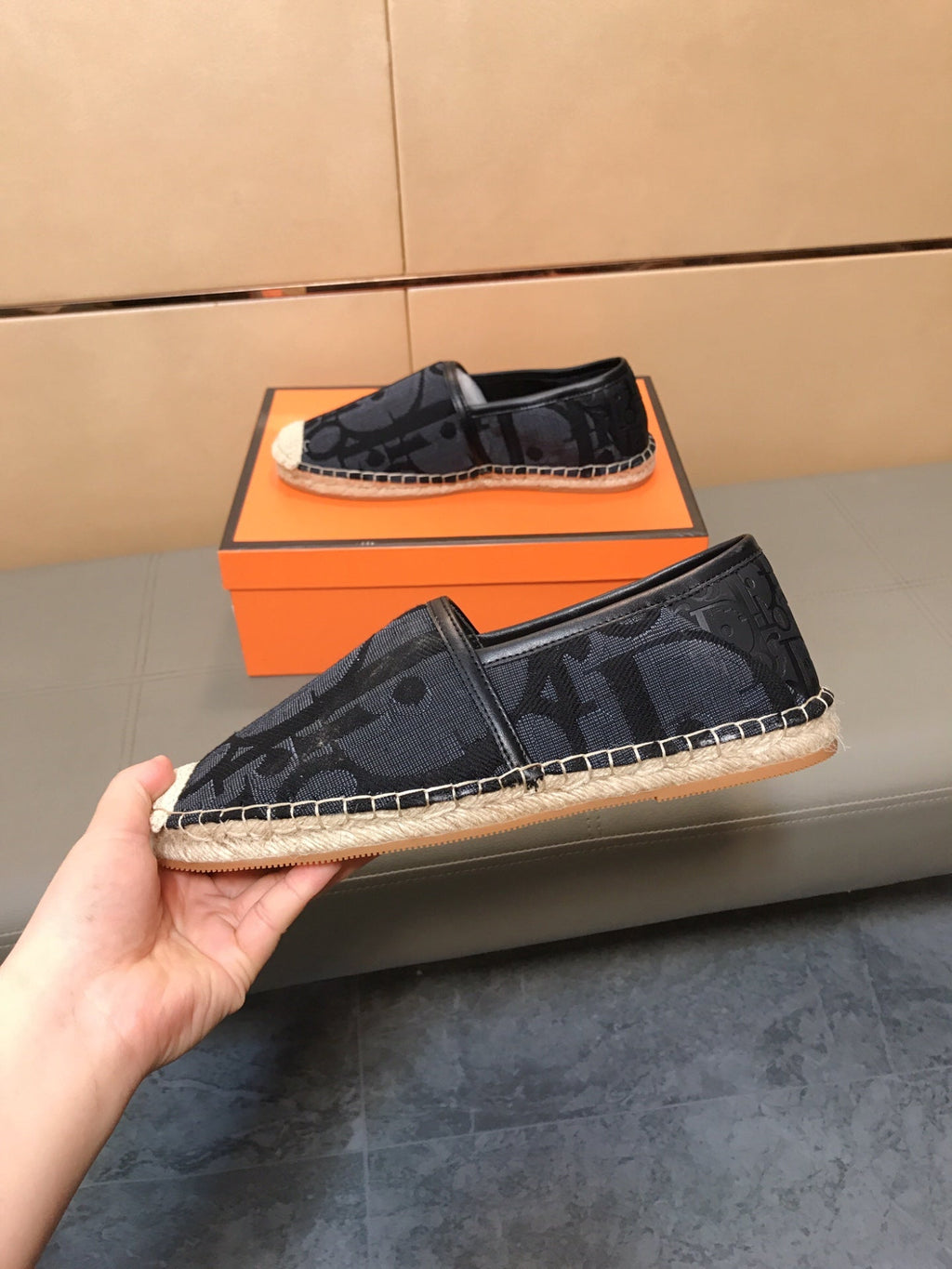 CD PARADISE ESPADRILLE LOAFER BLACK MONOGRAM JACQUARD