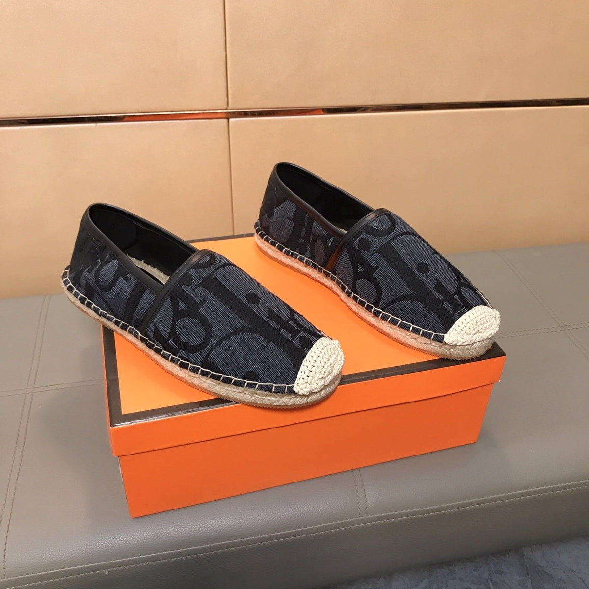 CD PARADISE ESPADRILLE LOAFER BLACK MONOGRAM JACQUARD