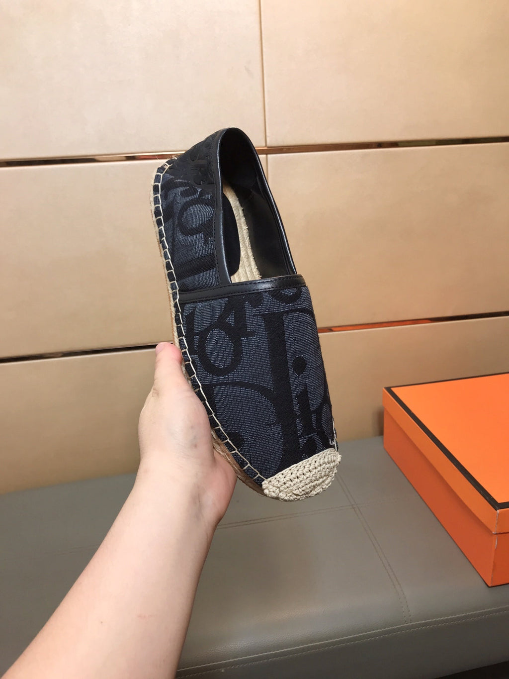 CD PARADISE ESPADRILLE LOAFER BLACK MONOGRAM JACQUARD