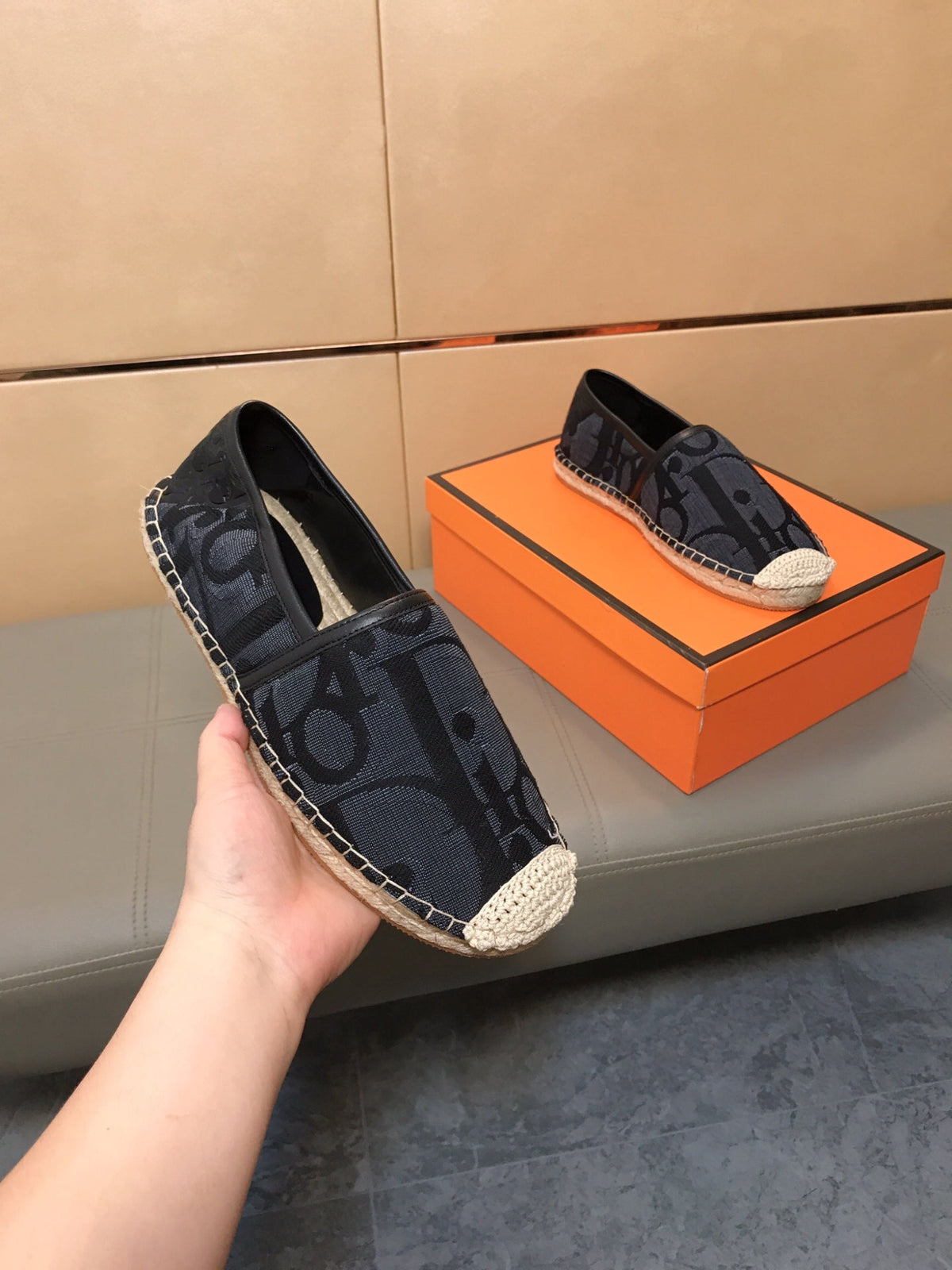 CD PARADISE ESPADRILLE LOAFER BLACK MONOGRAM JACQUARD
