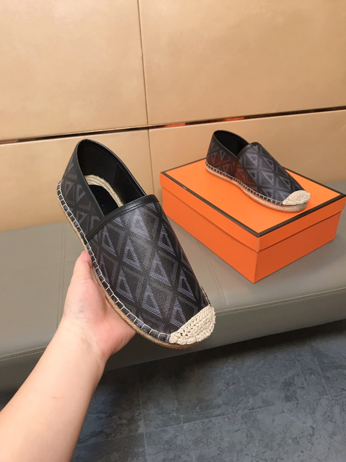 CD PARADISE ESPADRILLE LOAFER BLACK GEOMETRIC JACQUARD