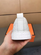 GG Men's Bee Sneaker White Embossed Pigskin 531261