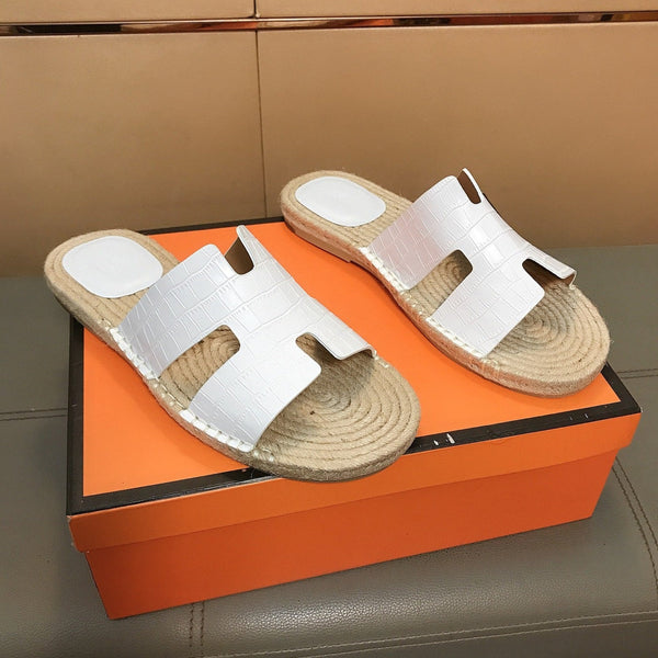 HM Men's Antigua Espadrille White Embossed Cowhide 704128