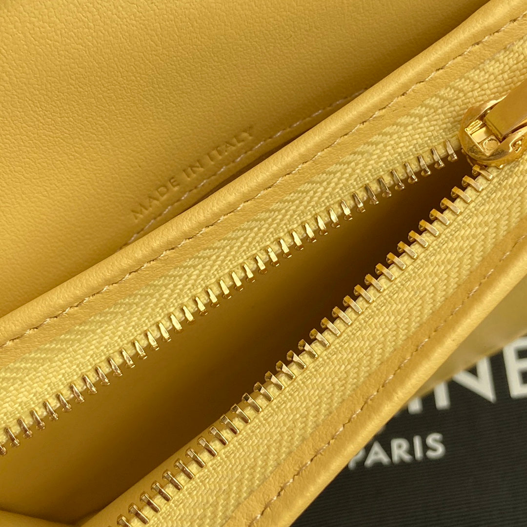 TRIOMPHE 622 Compact Wallet Yellow Leather