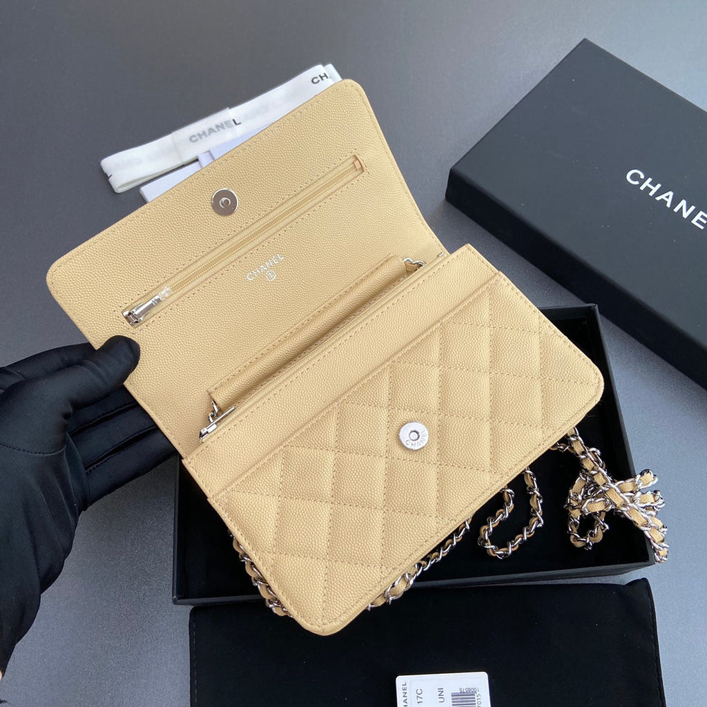 CC Woc 20cm Lime Grained Calfskin Silver Hardware