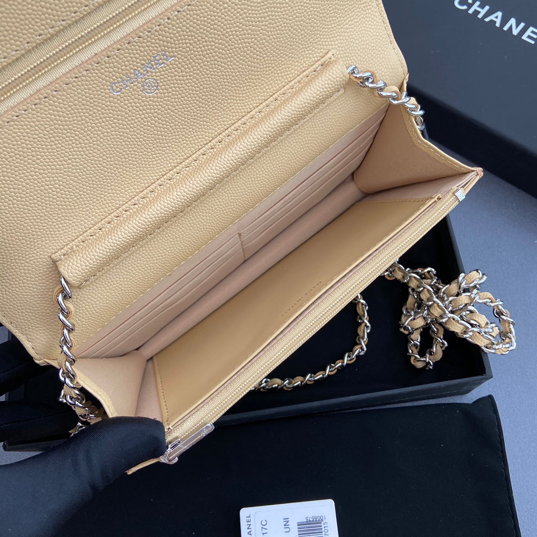 CC Woc 20cm Lime Grained Calfskin Silver Hardware