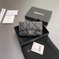 CC Zipper Flap Card Holder Black Sheepskin Sliver Steel 234675