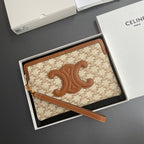 TRIOMPHE PRINT Small Pouch Tan Beige Cowhide