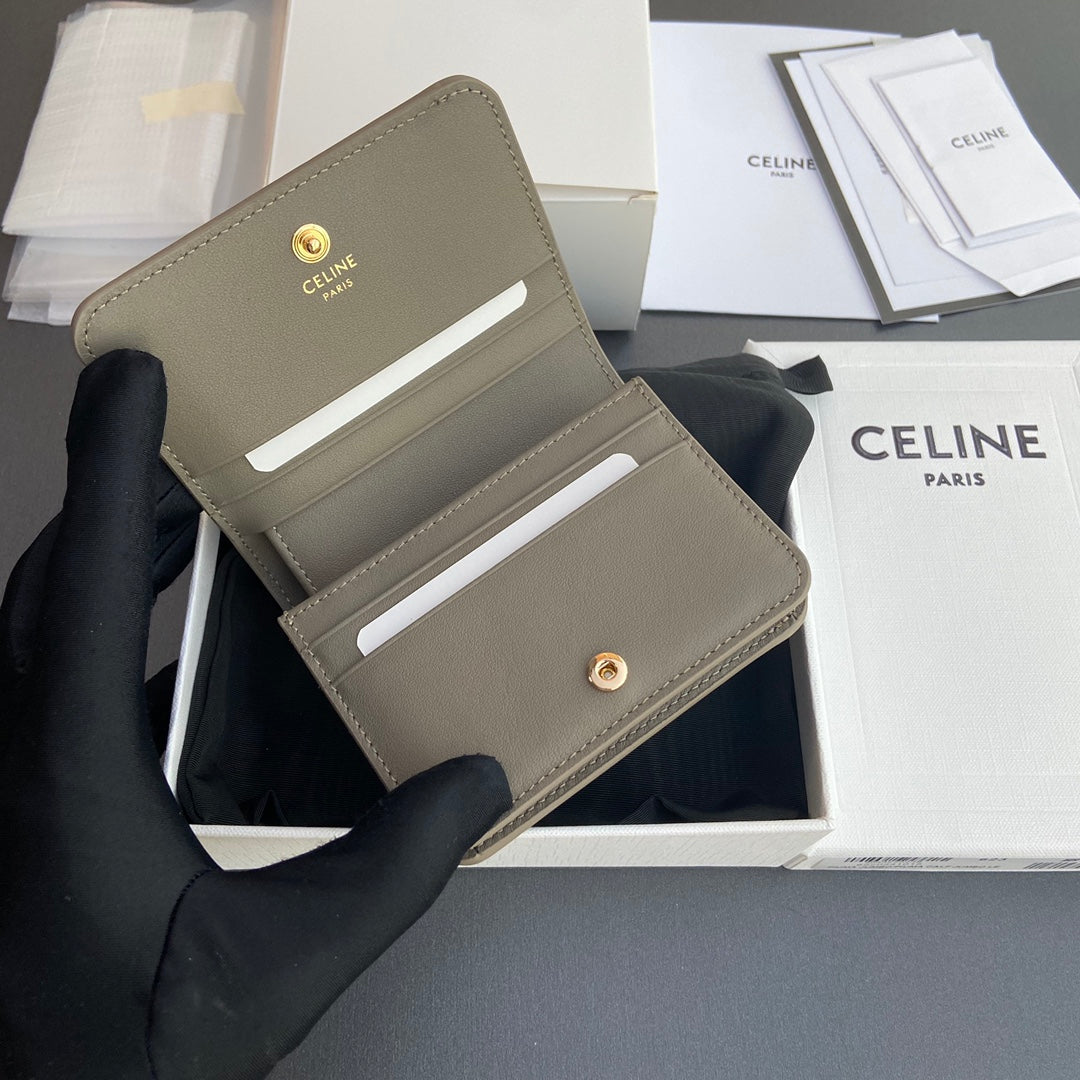 TRIOMPHE 622 Compact Wallet Modern Taupe Leather