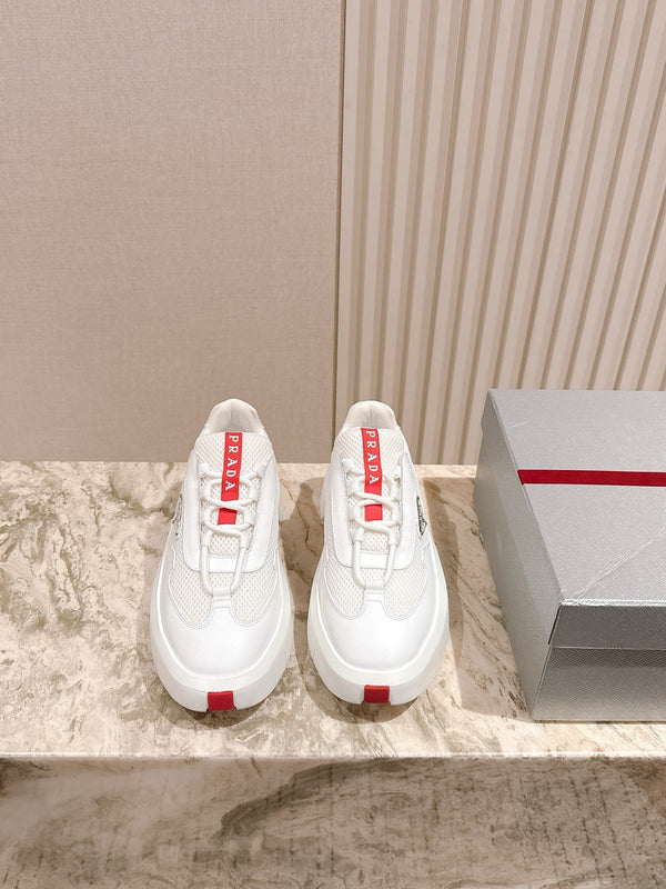 PRA 25s America's Cup Sneakers White Red Mesh & Cowhide 449690