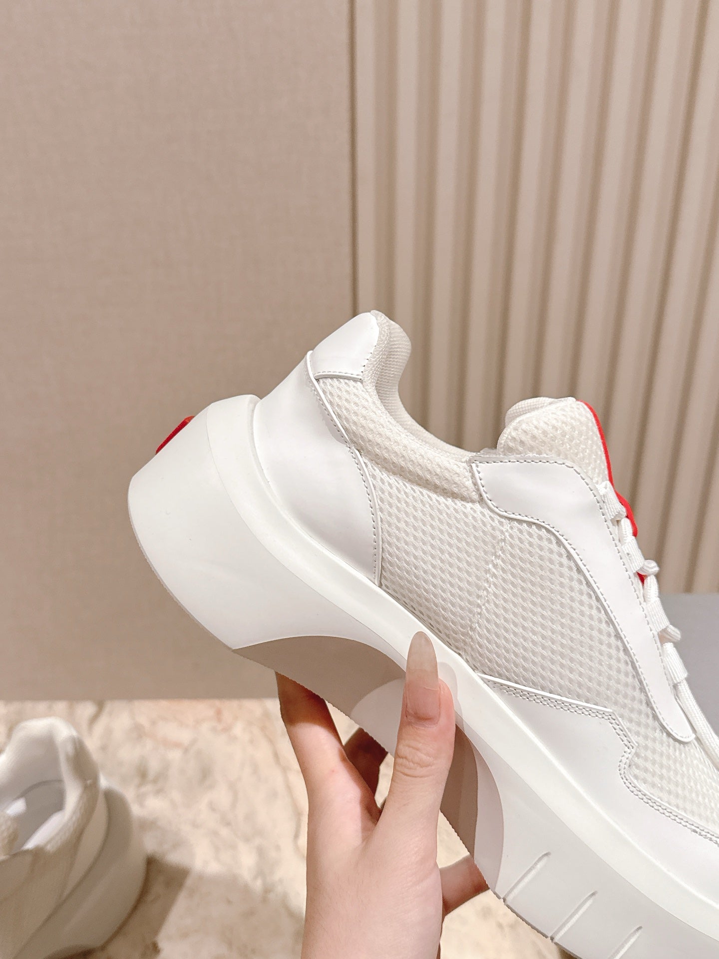 PRA 25s America's Cup Sneakers White Red Mesh & Cowhide 449690
