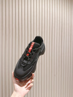 PRA 25s America's Cup Sneakers Black Red Mesh & Cowhide 449691