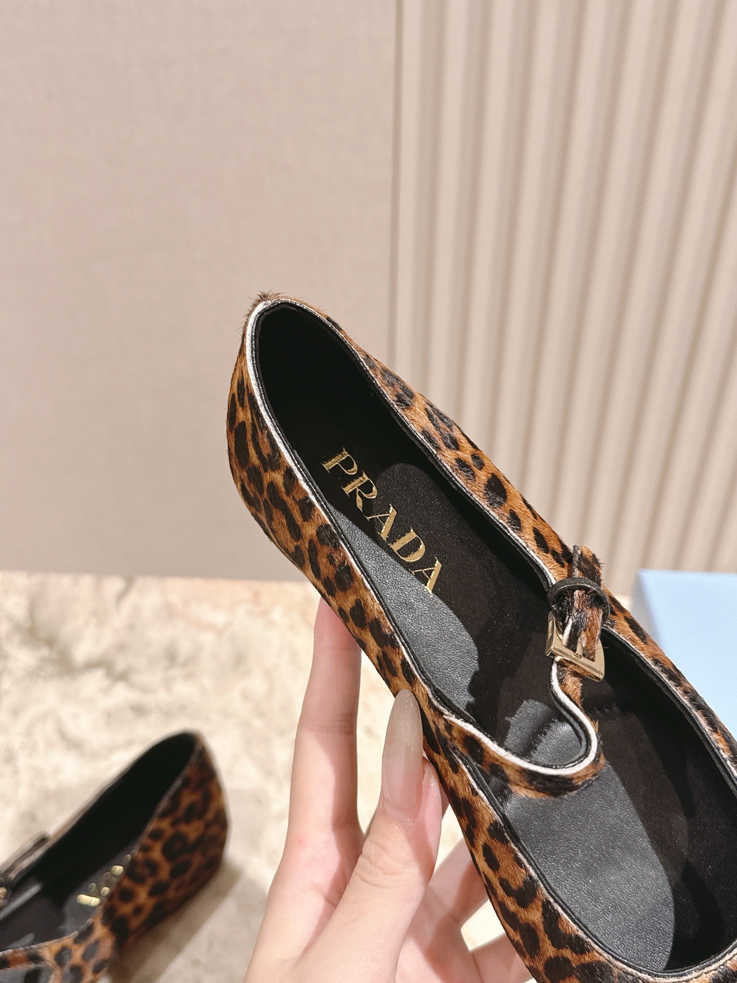 PRA 25s Ballet Flats with Small Buckle Leopard Printed Calf-hair 449706