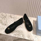 PRA 25s Ballet Flats with Small Buckle Black Suede 449710