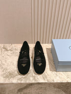 PRA 25s Ballet Flats with Small Buckle Black Suede 449710