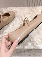PRA 25s Ballet Flats with Small Buckle Beige Cowhide 449713