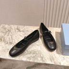 PRA 25s Ballet Flats with Small Buckle Black Cowhide 449714