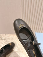 PRA 25s Ballet Flats with Small Buckle Black Cowhide 449714