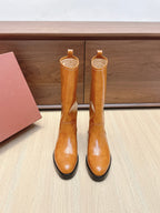 LP Mid-Calf Boots 20mm Brown Cowhide Sheepskin 447744