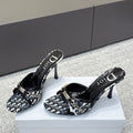 CD 26s High Heels Sandals 85 White Black Fabric Cowhide 661470