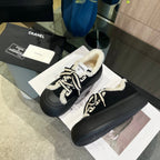 CC Sneaker Thick-Soled Black Suede Wool Lining Fleece
