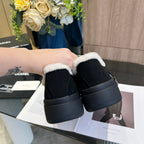 CC Sneaker Thick-Soled Black Suede Wool Lining Fleece