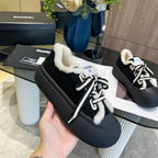 CC Sneaker Thick-Soled Black Suede Wool Lining Fleece