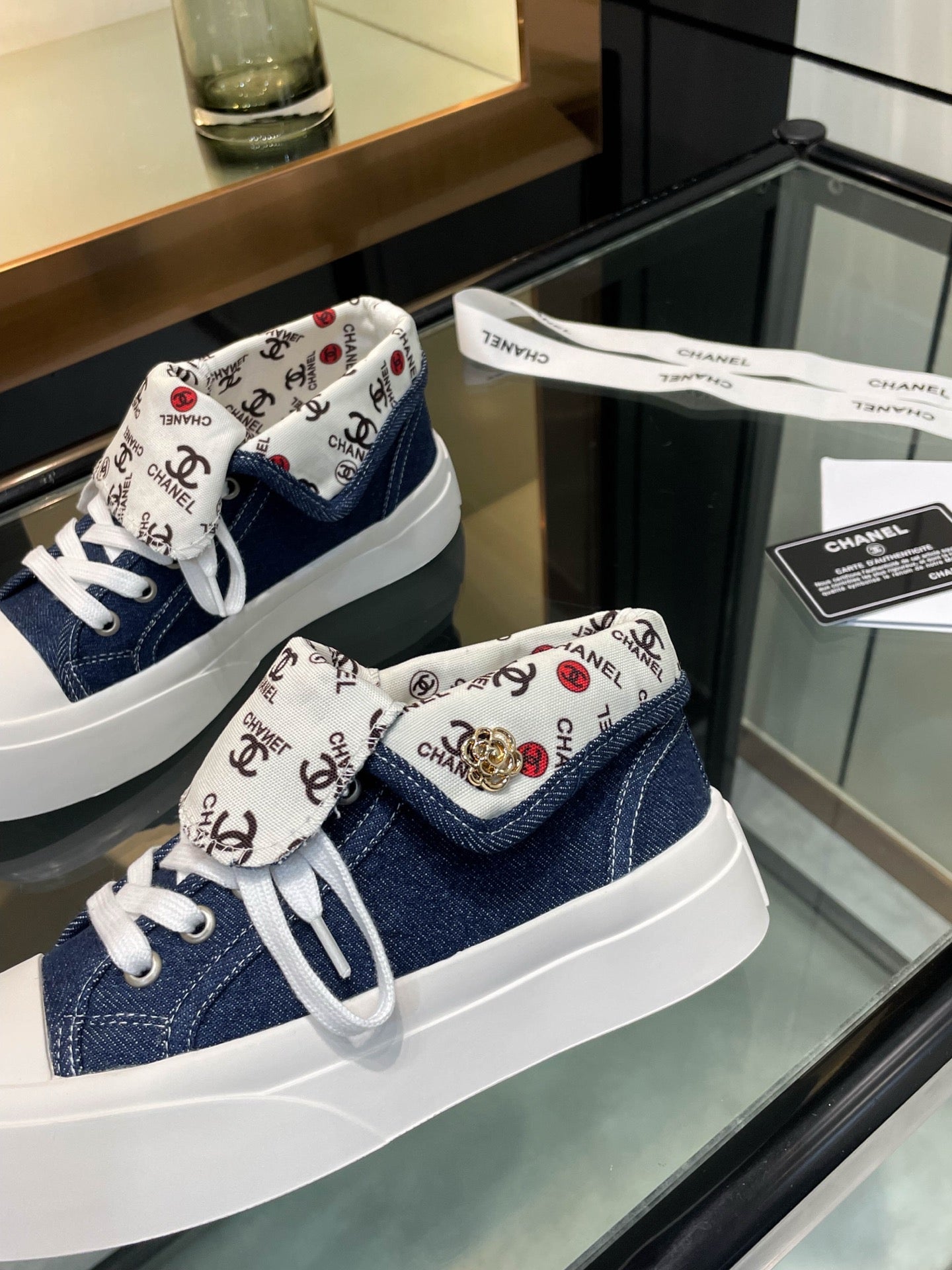 CC 25SS Biscuit Shoes 50mm Dark Blue Canvas 413827