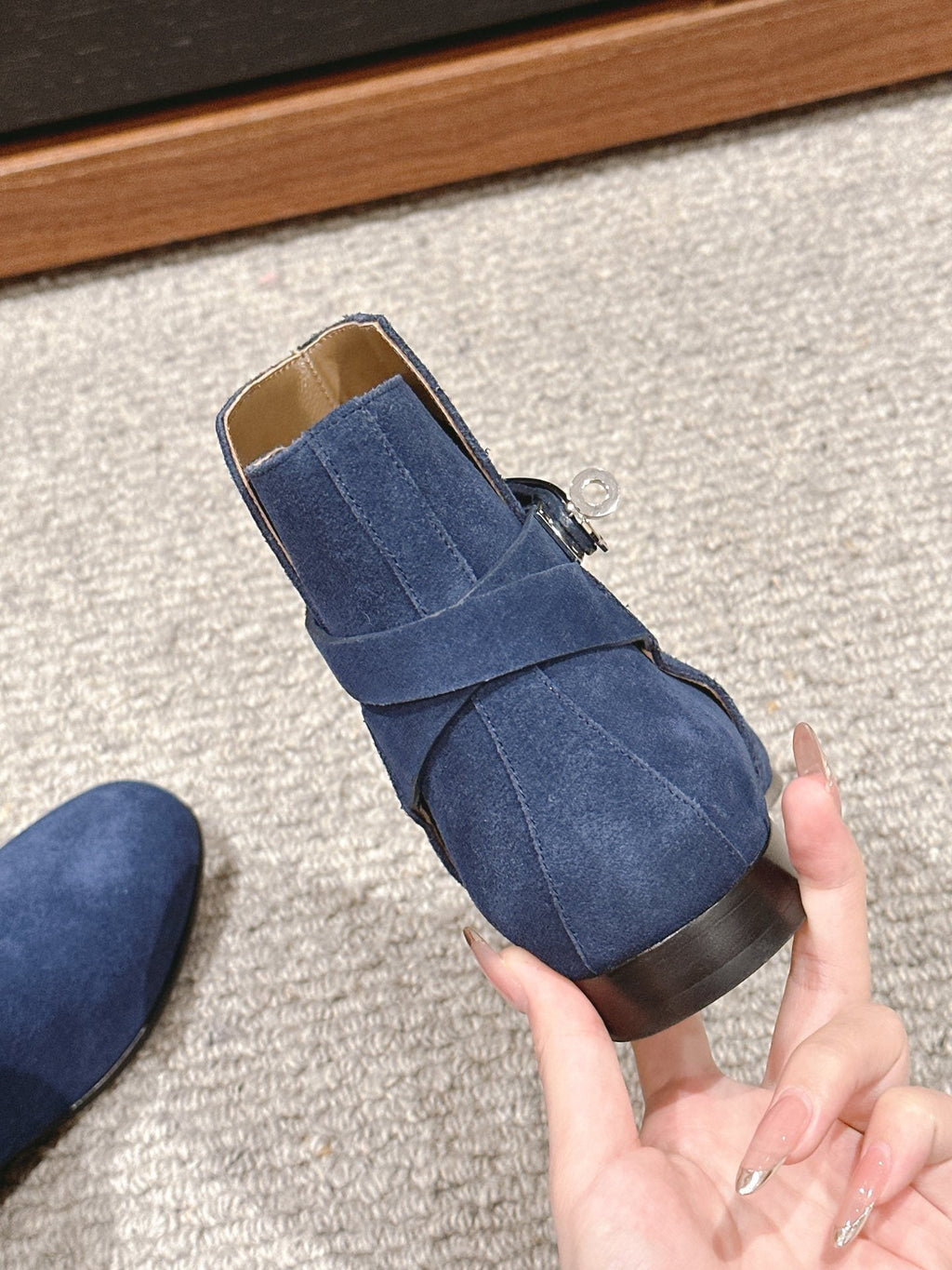 neo ankle boot dark blue suede calfskin