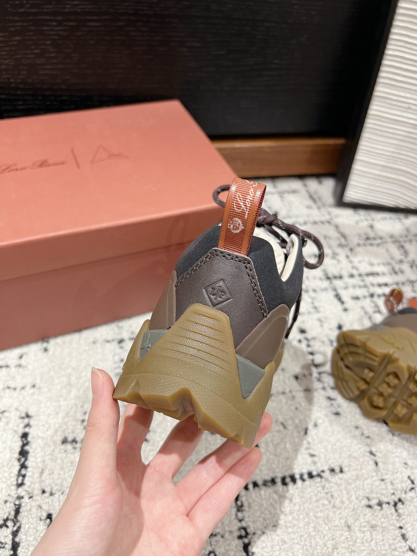 LP Katharina Sneaker In Black Mix Earth Brown Denim Fabric 997603